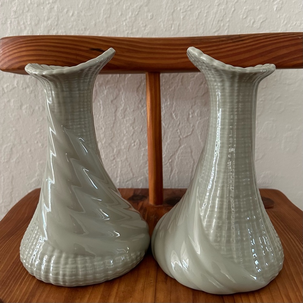 Set of 2 Portmeirion Candle Stick Holders Green Seascapes Candle Holder